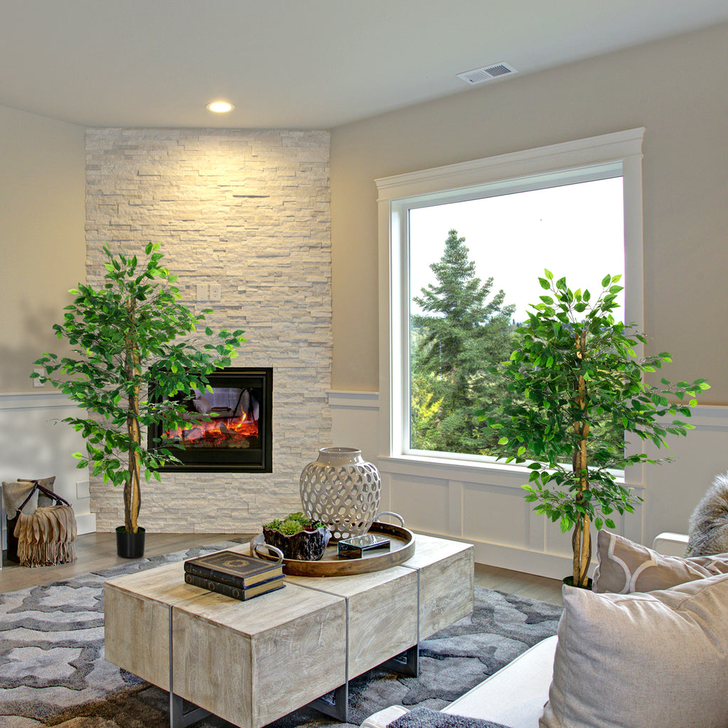 Lot de 2 ficus artificiels avec pot — 1,50 m — vue 2