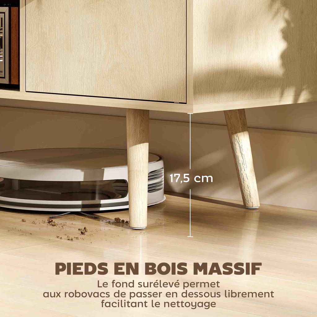 Meuble TV scandinave, pieds bois massif — 120 cm — vue 6