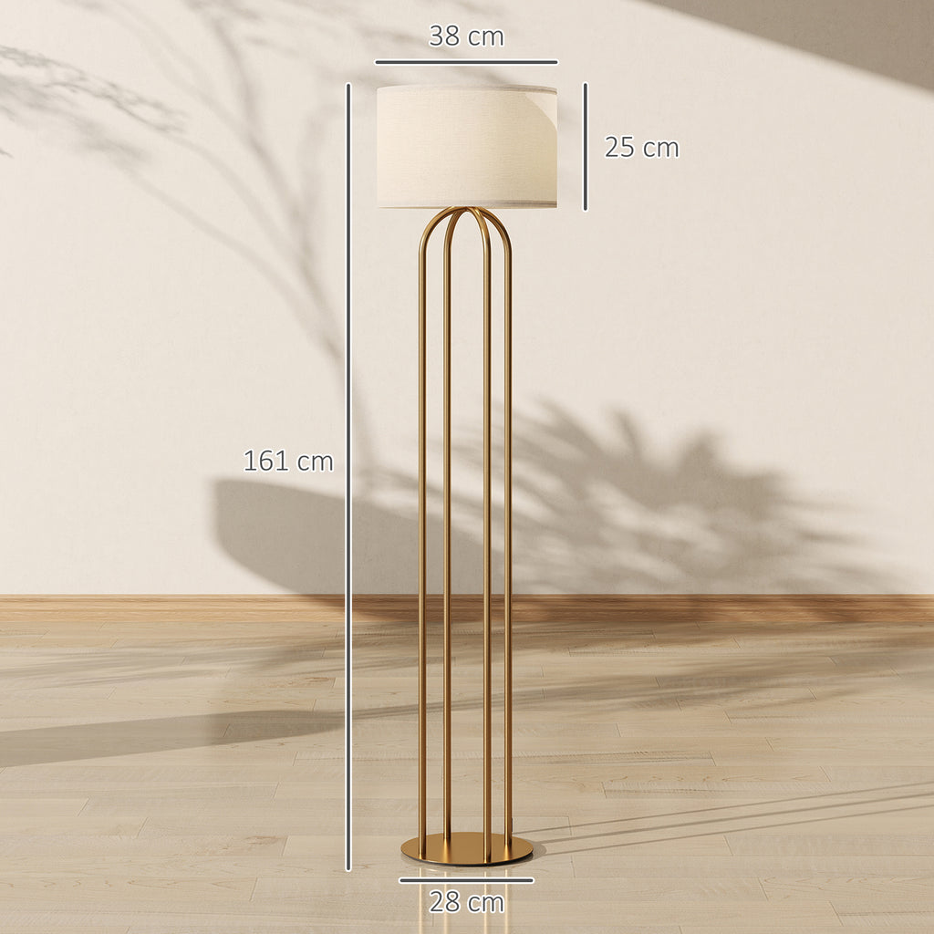 Lampadaire 4 colonnes dorées, abat-jour lin — 161 cm — vue 3