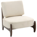Fauteuil en chenille, structure hévéa — crème — vue 1