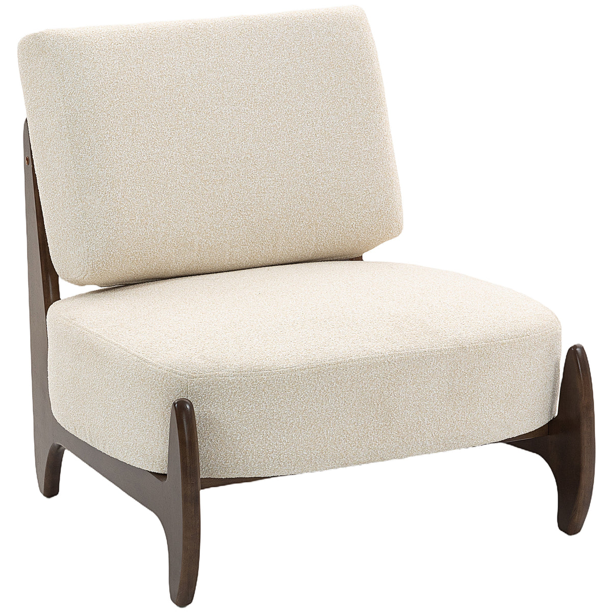 Fauteuil en chenille, structure hévéa — crème — vue 1