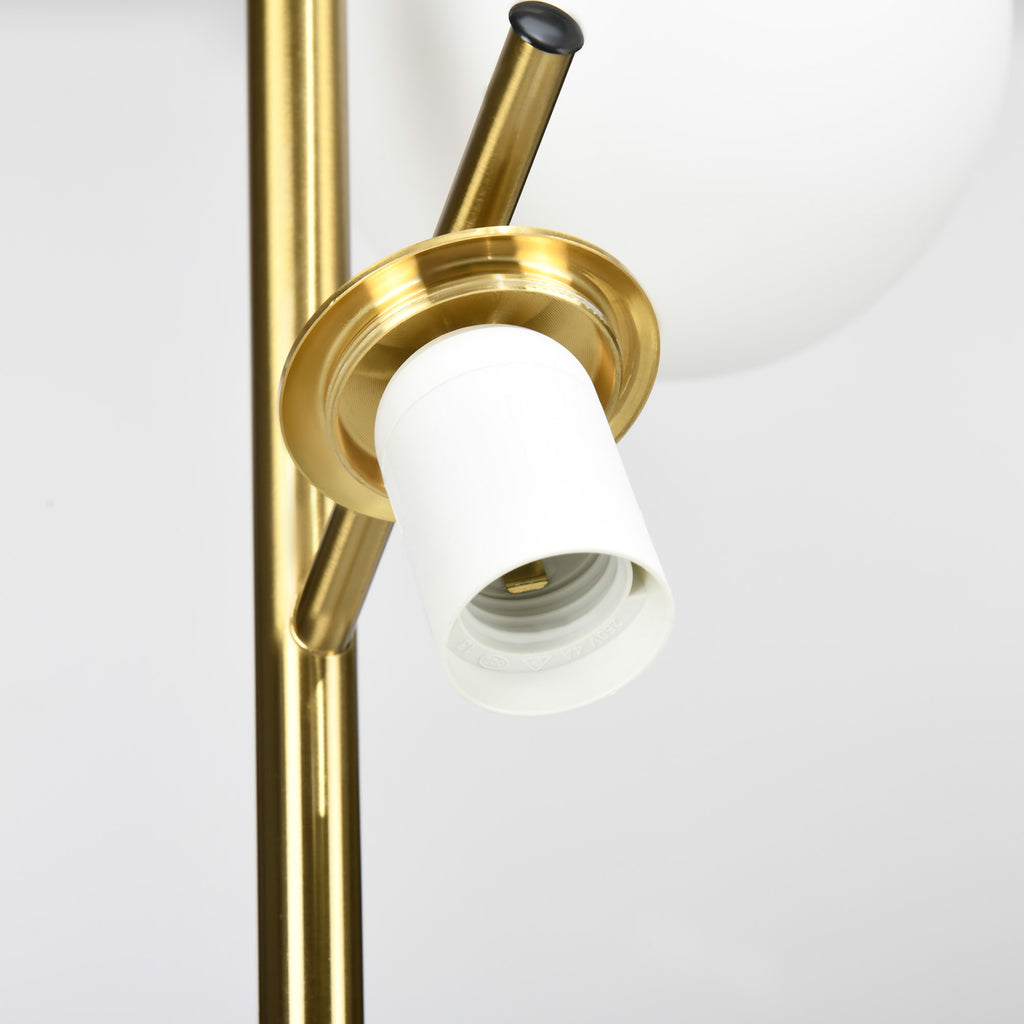 Lampadaire 3 globes en verre dépoli — doré — photo 9