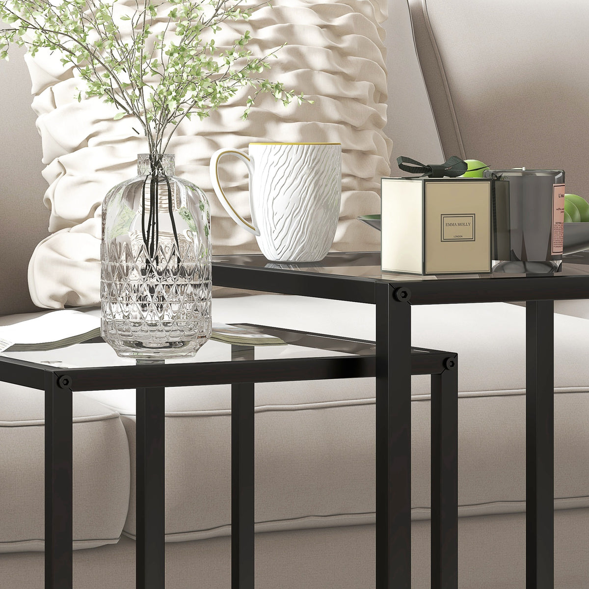 Tables gigognes plateau en verre — lot de 2 — photo 9