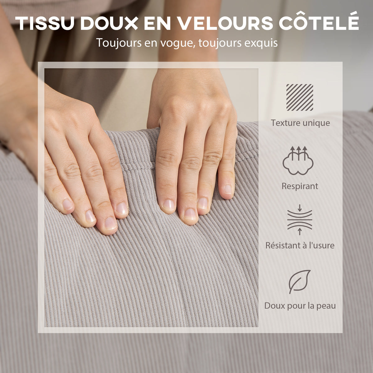 Canapé d'angle réversible velours côtelé — 192 cm — vue 6