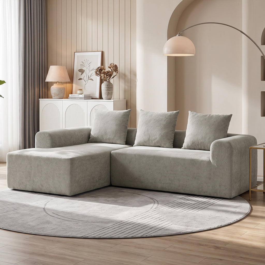 Canapé d'angle en chenille 242 cm gris clair — photo 5 sur 7