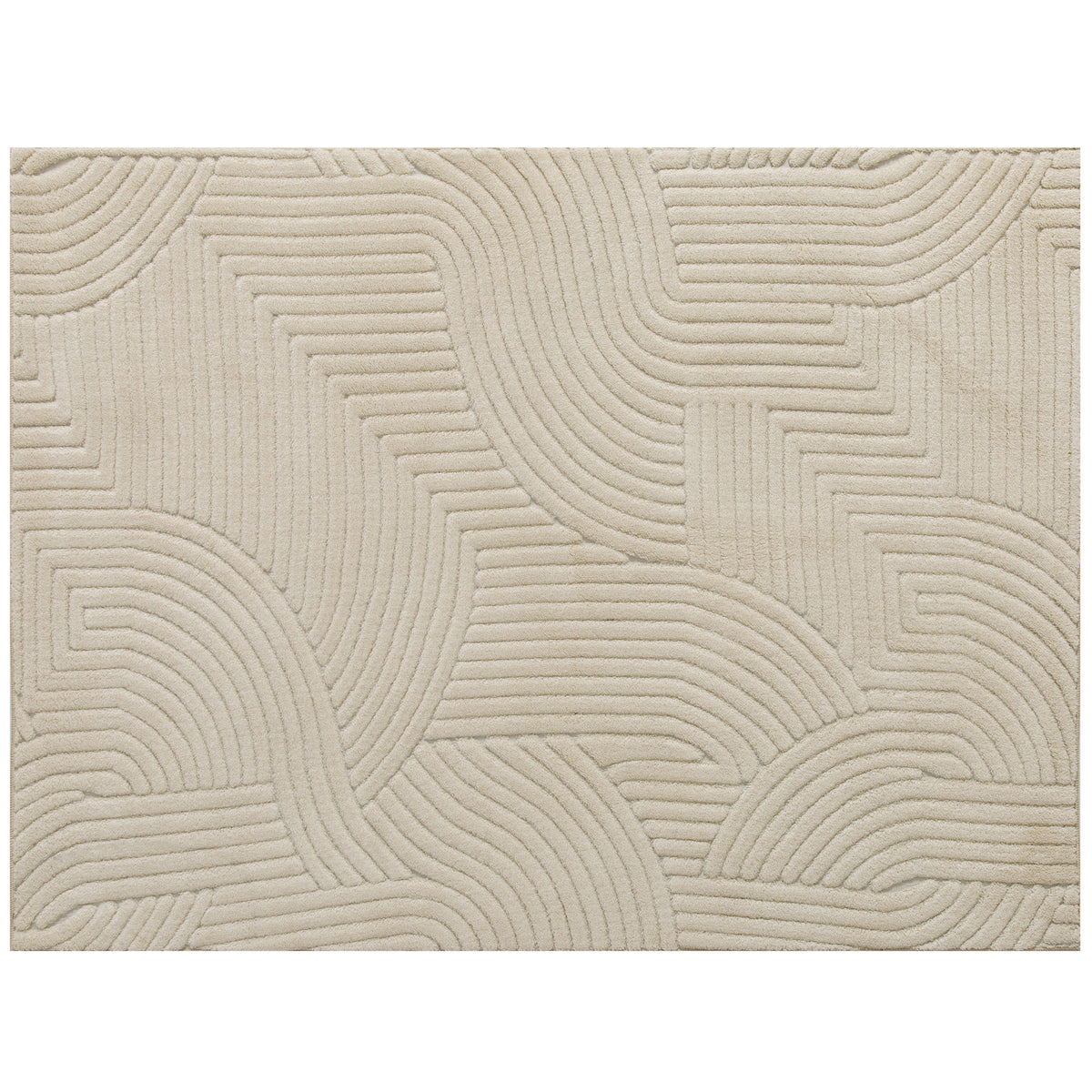 Tapis géométrique en relief — 200 × 140 cm, crème — vue sur fond blanc