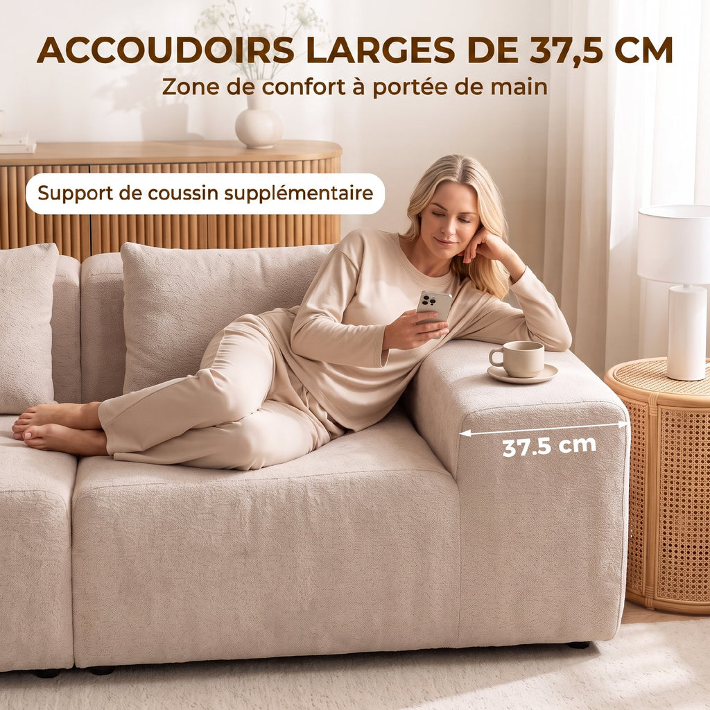Canapé modulaire en chenille 320 cm beige — photo 3 sur 7
