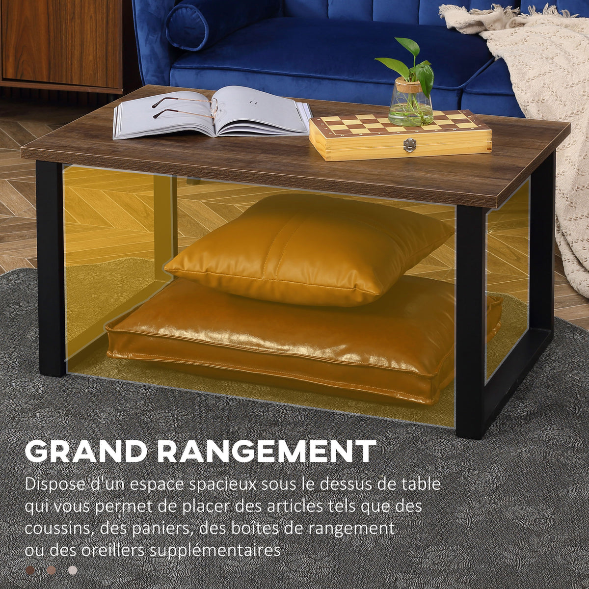 Table basse industrielle bois et métal — 100 × 60 cm — photo 5