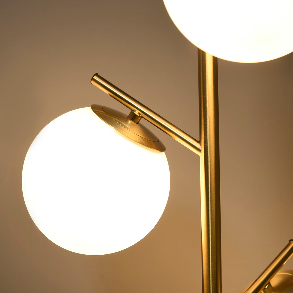 Lampadaire 3 globes en verre dépoli — doré — photo 7