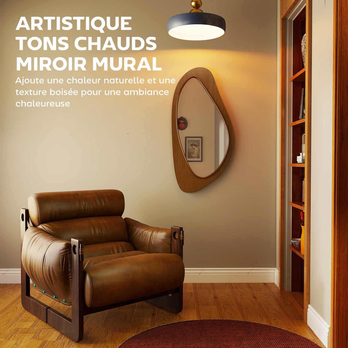 Miroir mural asymétrique, cadre bois — 91,5 × 45 cm — vue 4