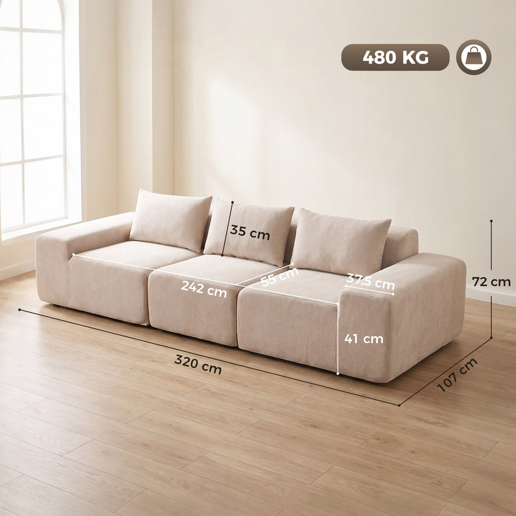 Canapé modulaire en chenille 320 cm beige — photo 7 sur 7
