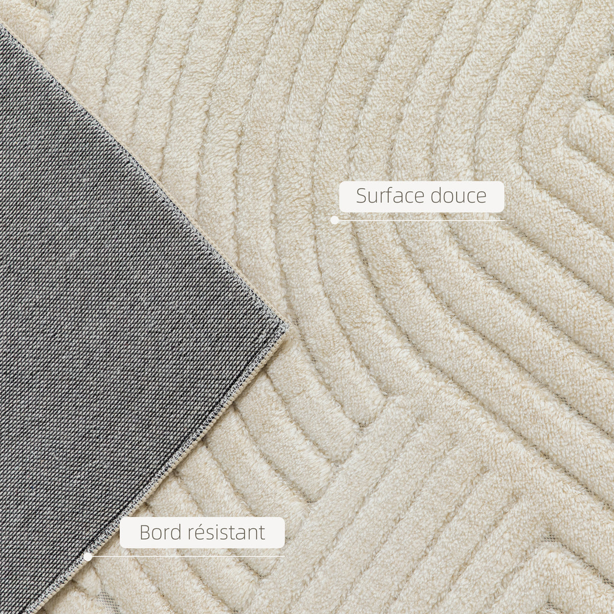 Tapis géométrique en relief — 200 × 140 cm, crème — photo 7