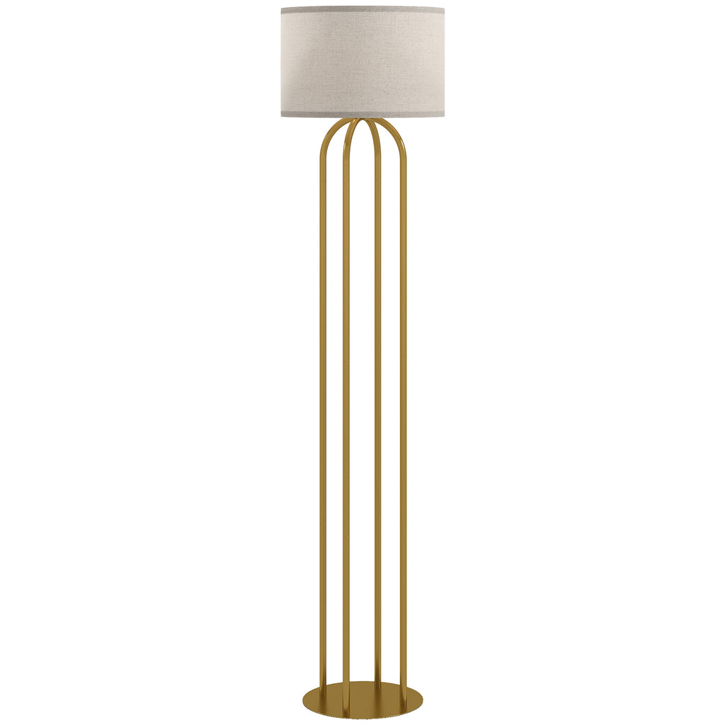 Lampadaire 4 colonnes dorées, abat-jour lin — 161 cm — vue 1