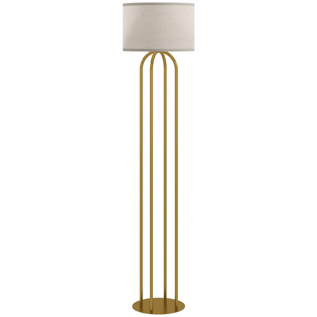 Lampadaire 4 colonnes dorées, abat-jour lin — 161 cm — vue 1