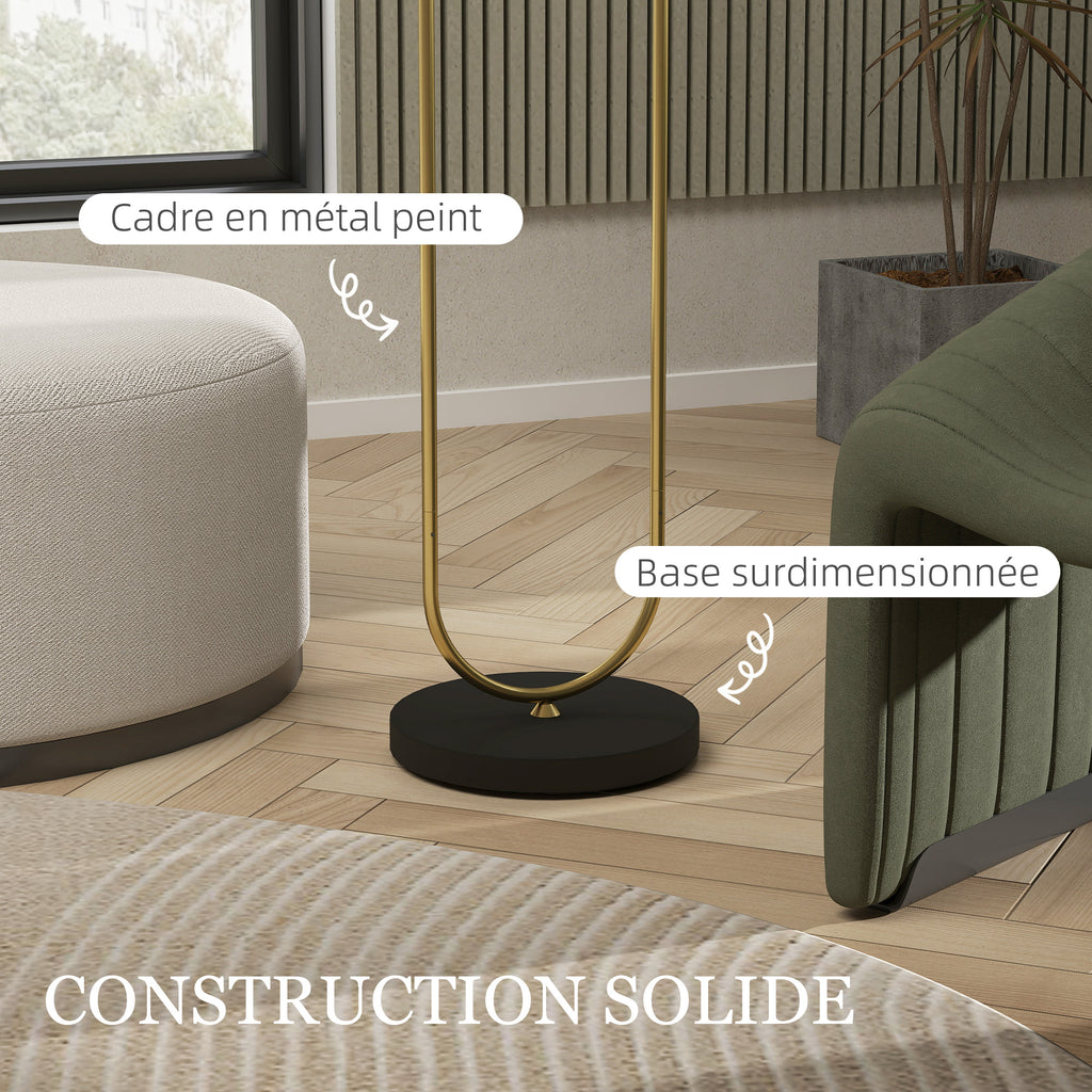 Lampadaire ovale doré, abat-jour effet lin — 156 cm — vue 8