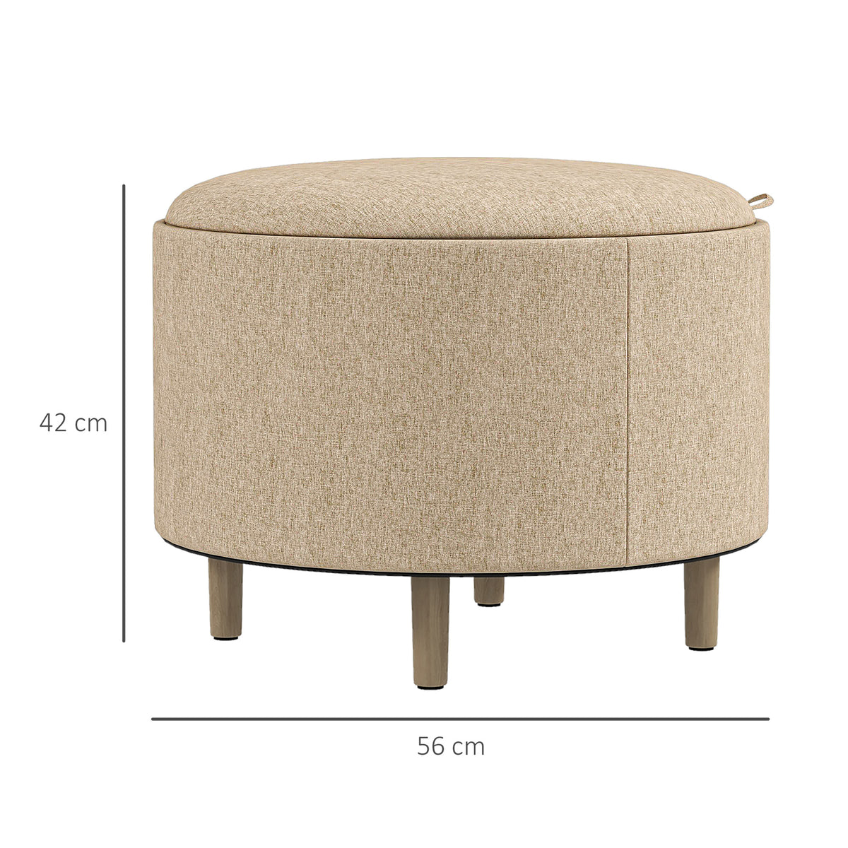 Pouf rond à coffre avec plateau réversible — beige — vue 3