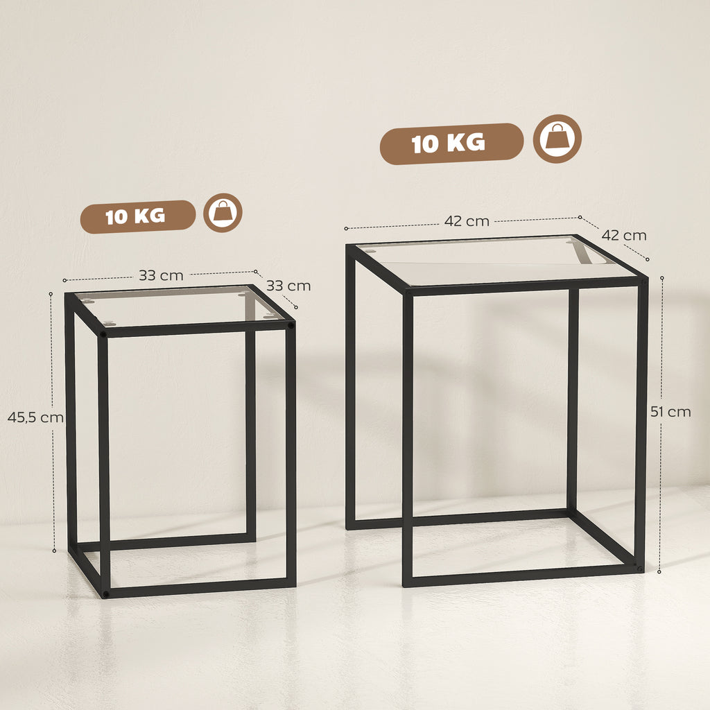 Tables gigognes plateau en verre — lot de 2 — photo 3