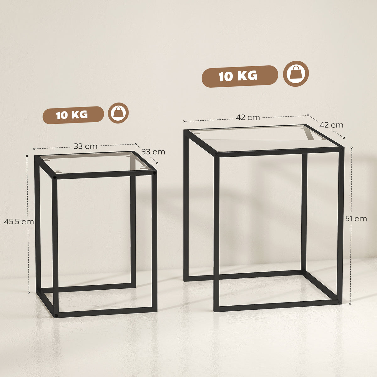 Tables gigognes plateau en verre — lot de 2 — photo 3