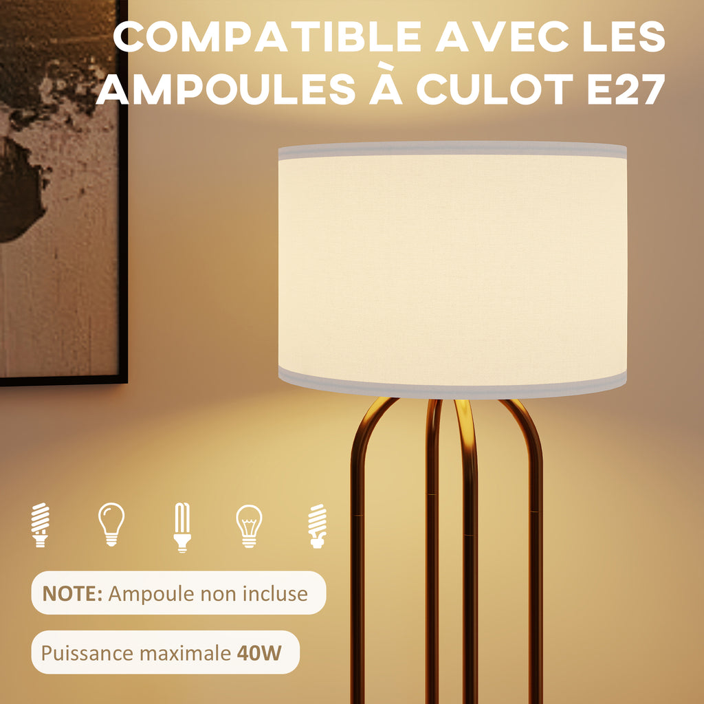 Lampadaire 4 colonnes dorées, abat-jour lin — 161 cm — vue 5