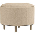Pouf rond à coffre avec plateau réversible — beige — vue 1