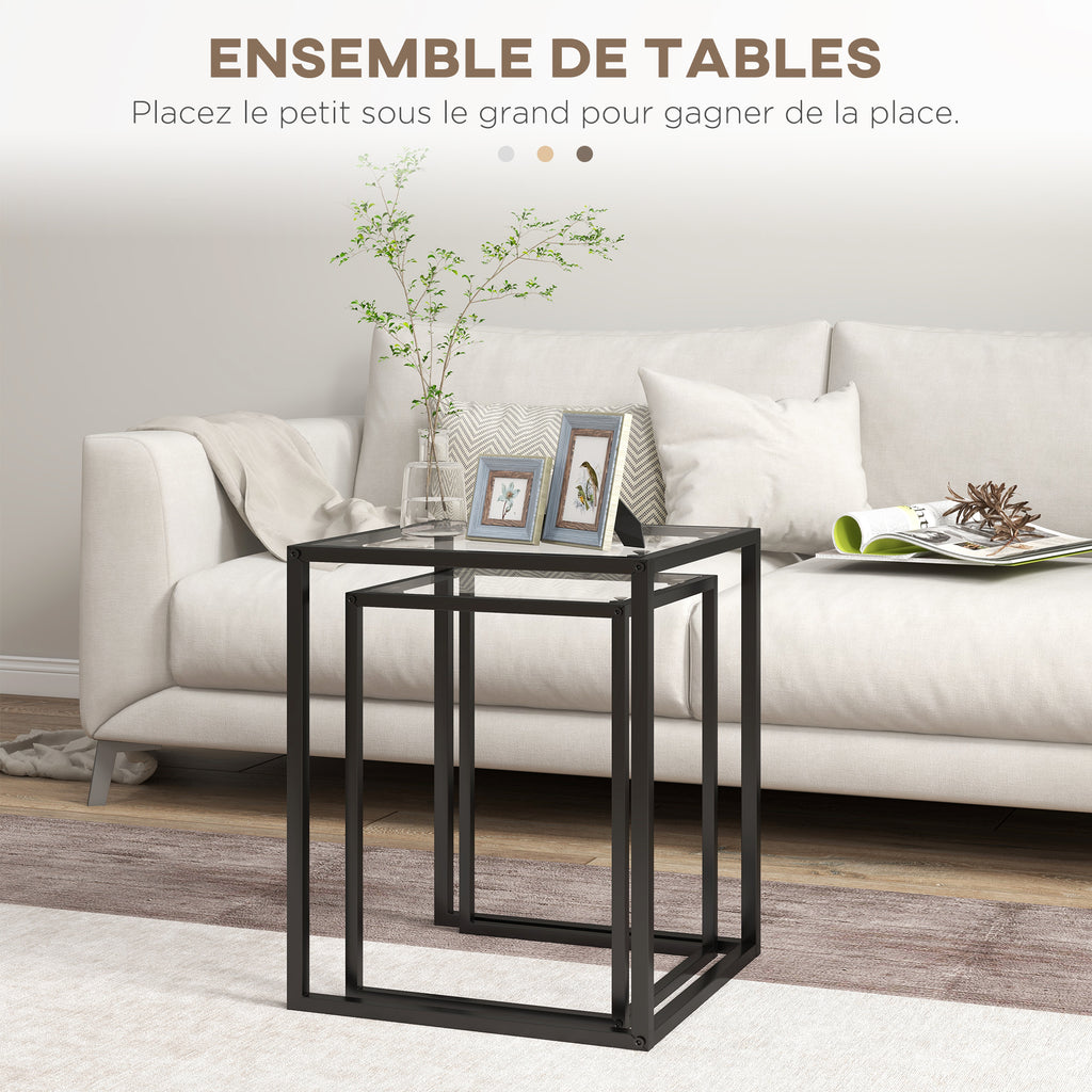Tables gigognes plateau en verre — lot de 2 — photo 4