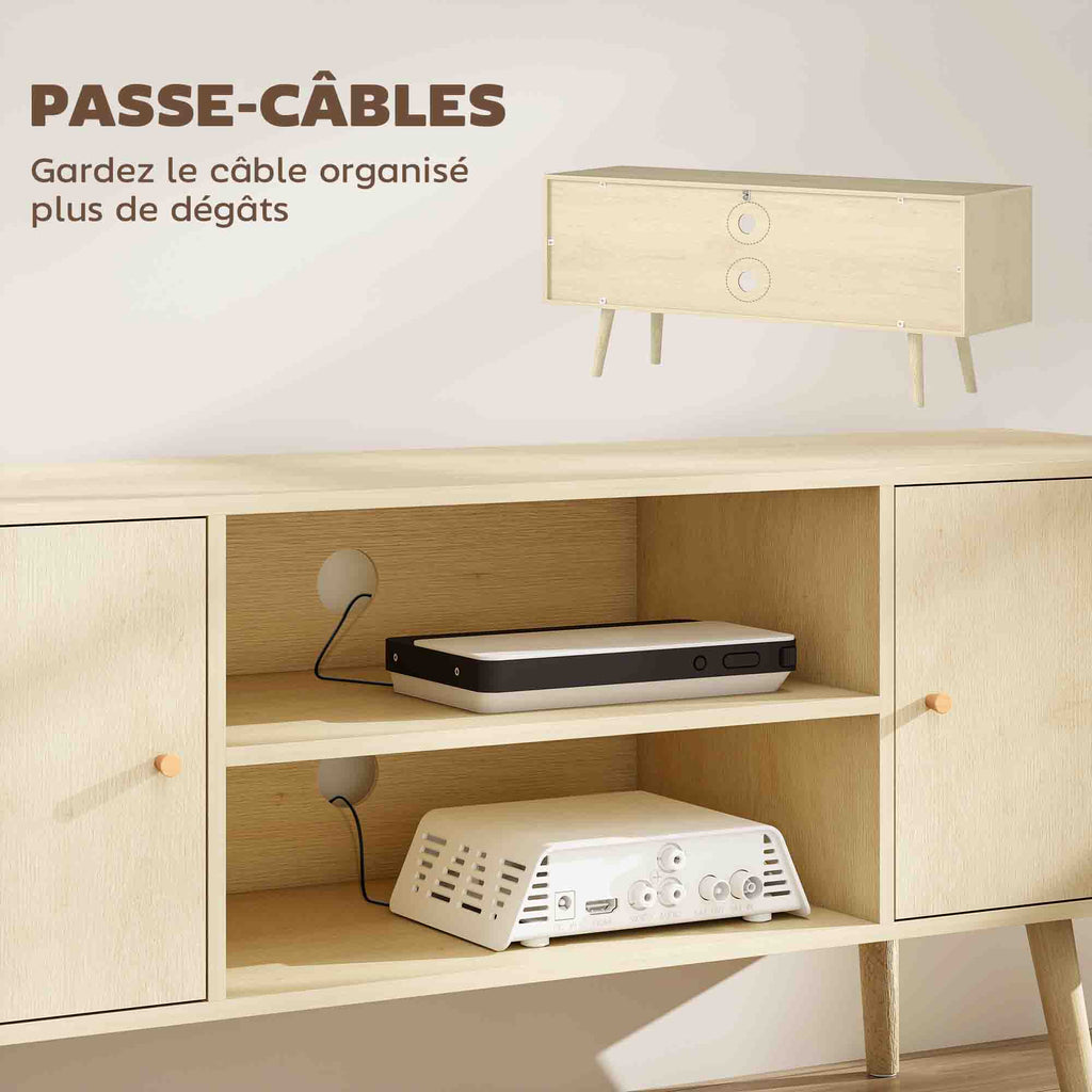Meuble TV scandinave, pieds bois massif — 120 cm — vue 5