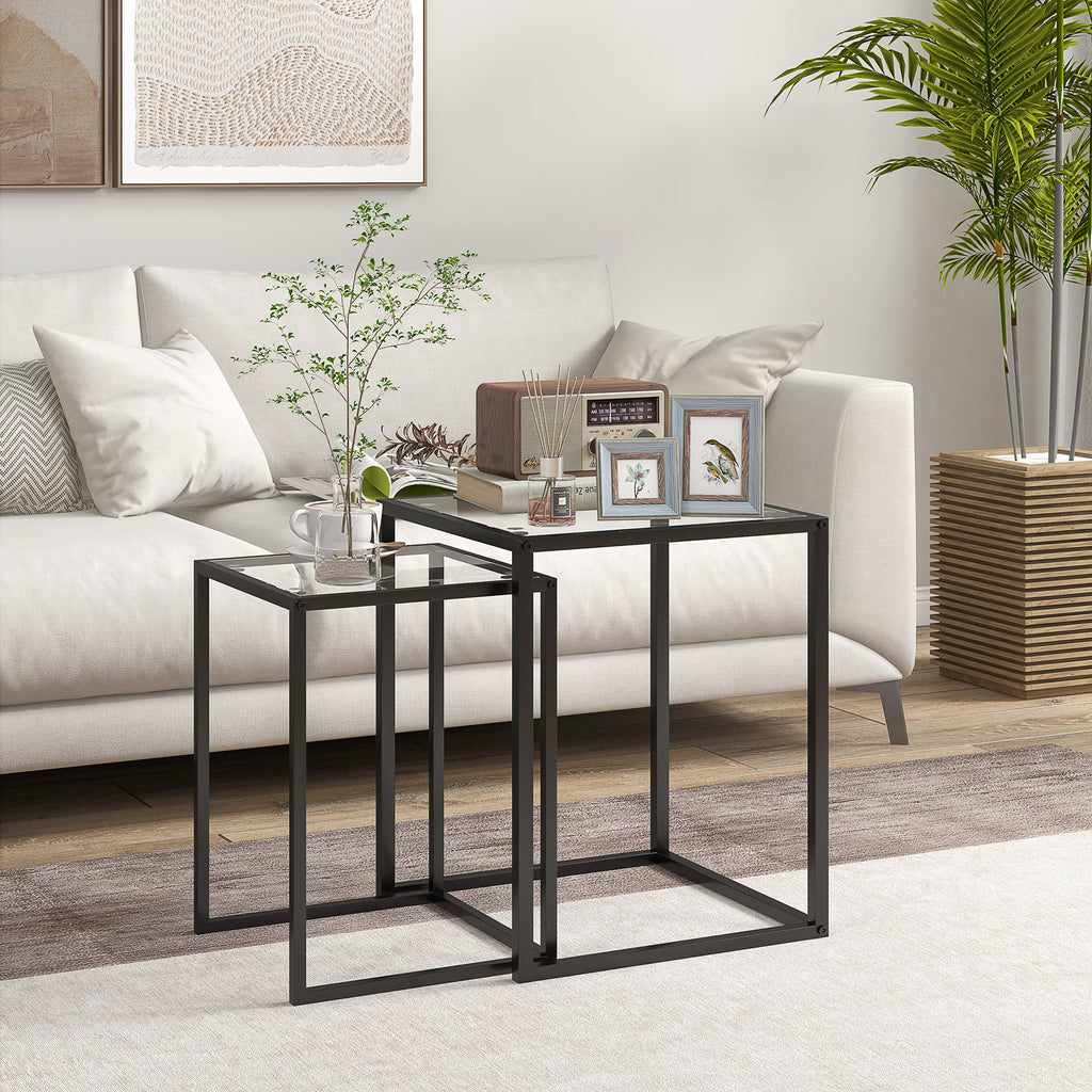 Tables gigognes plateau en verre — lot de 2 — photo 2