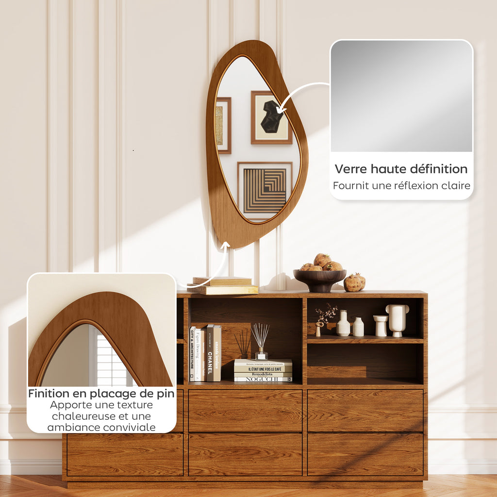 Miroir mural asymétrique, cadre bois — 91,5 × 45 cm — vue 6