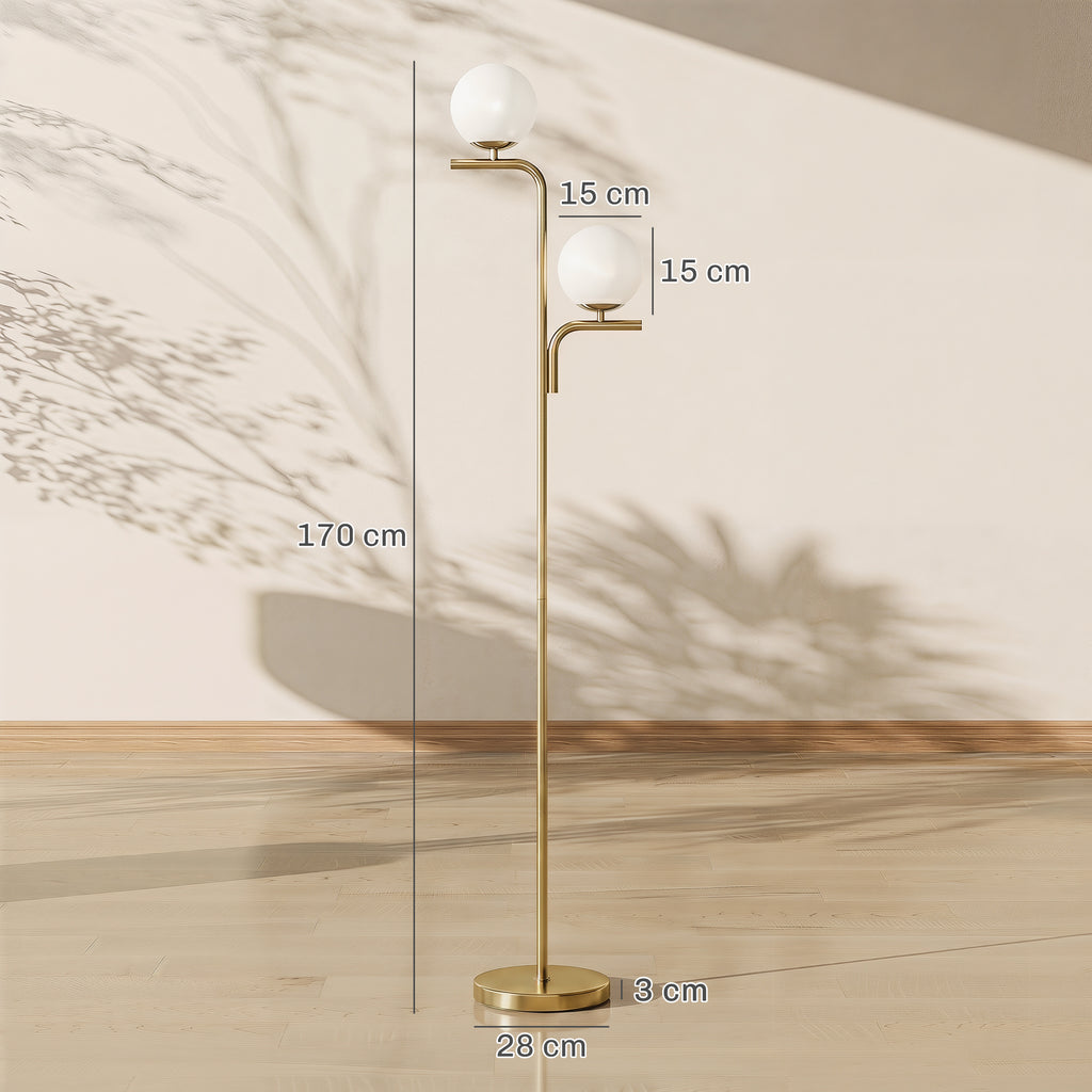 Lampadaire 2 globes 3 lumières — doré — photo 3