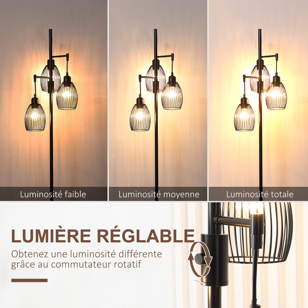 Lampadaire industriel 3 suspensions filaires — noir — photo 4