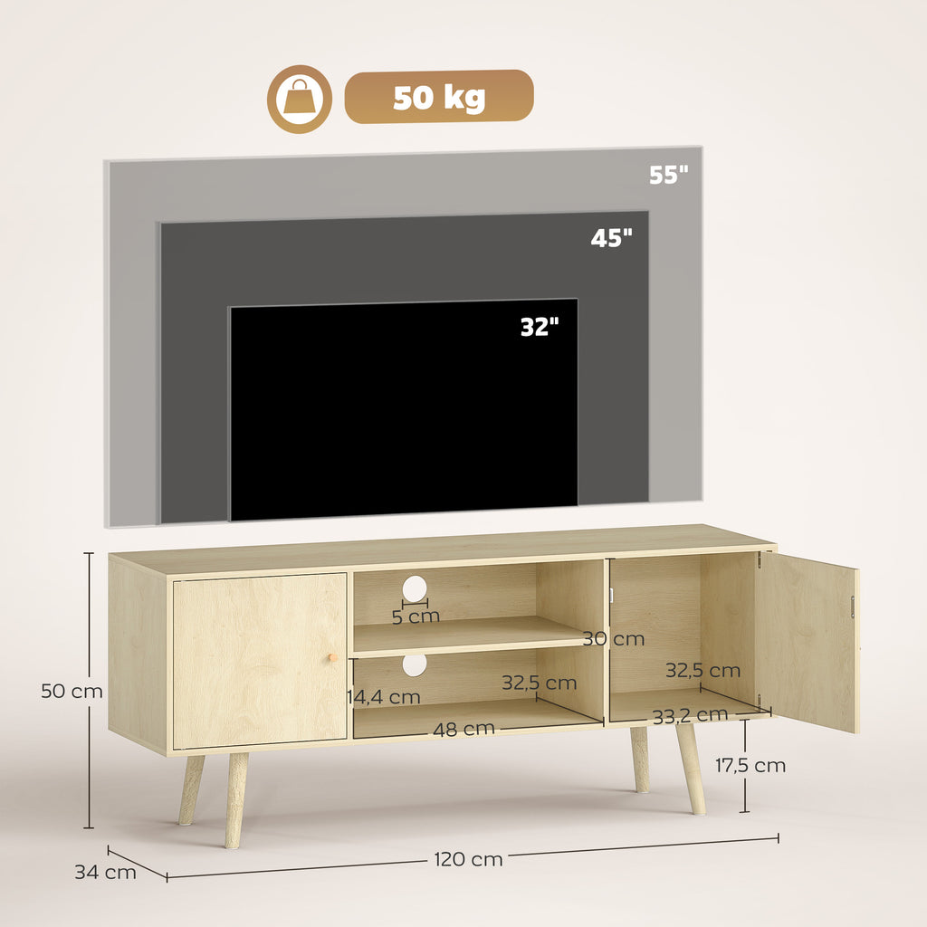Meuble TV scandinave, pieds bois massif — 120 cm — vue 3
