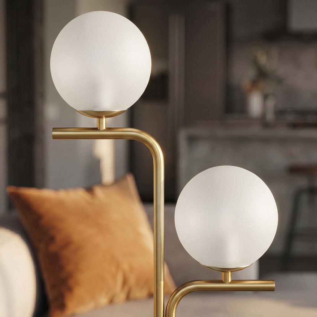 Lampadaire 2 globes 3 lumières — doré — photo 8