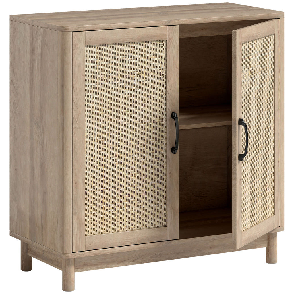 Buffet à portes en rotin, ton chêne — 76 cm — vue 1