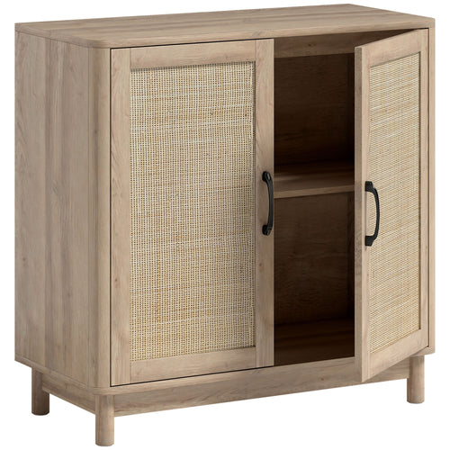 Buffet à portes en rotin, ton chêne — 76 cm — vue 1
