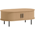 Table basse ovale cannelée à portes coulissantes — 100 × 55 cm — vue 1