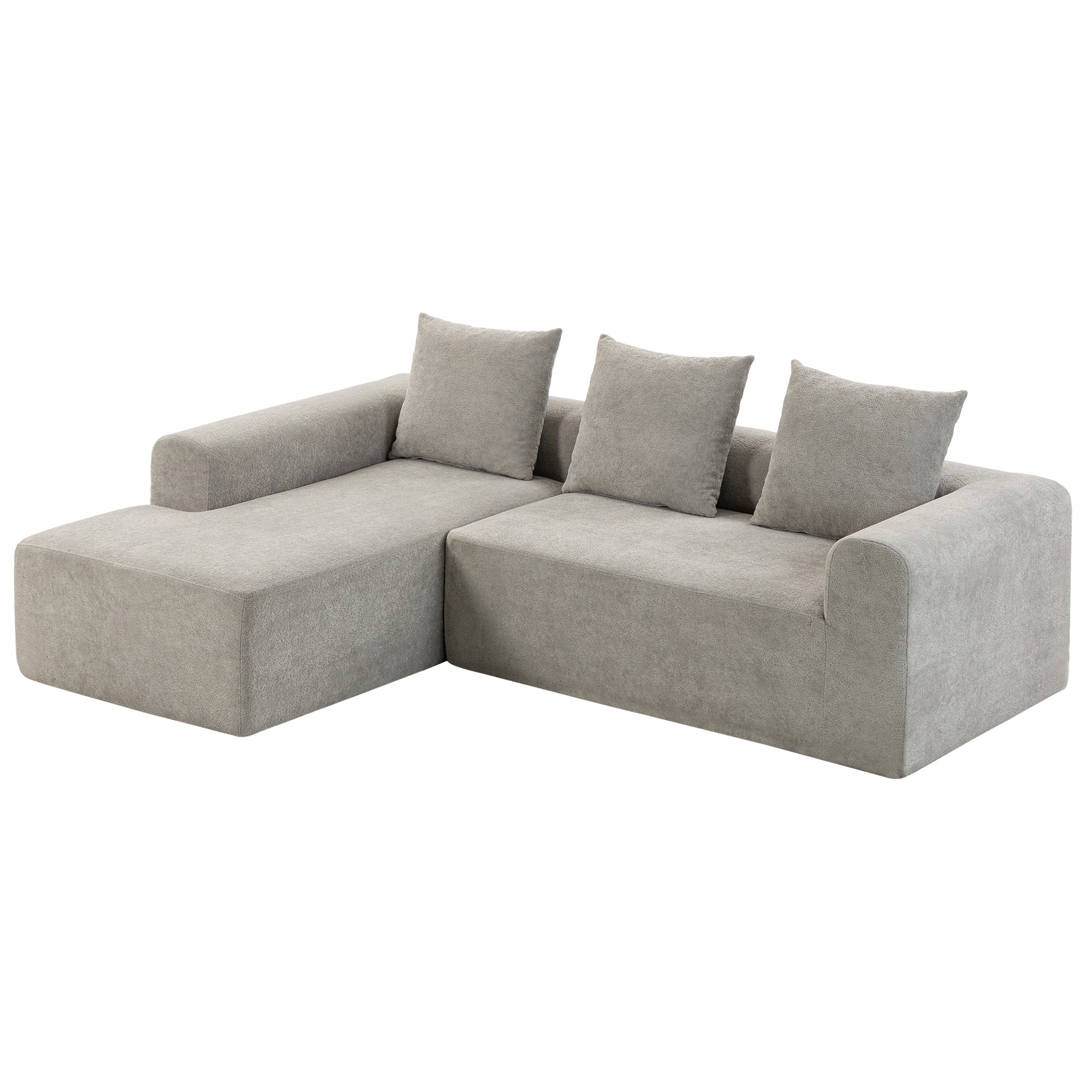 Canapé d'angle en chenille 242 cm gris clair — photo 1 sur 7