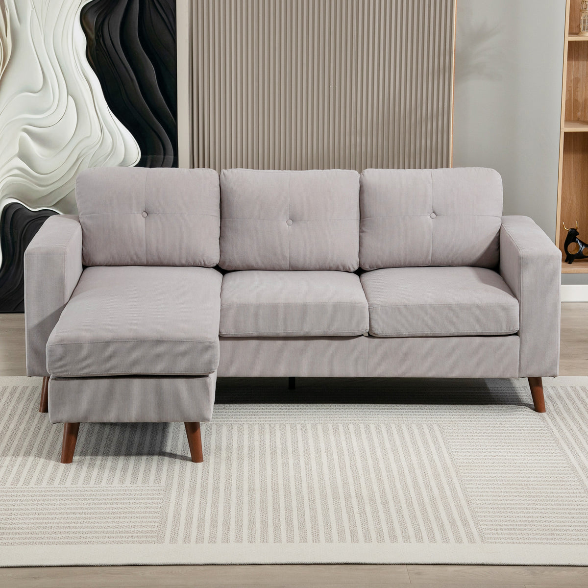 Canapé d'angle réversible velours côtelé — 192 cm — vue 7
