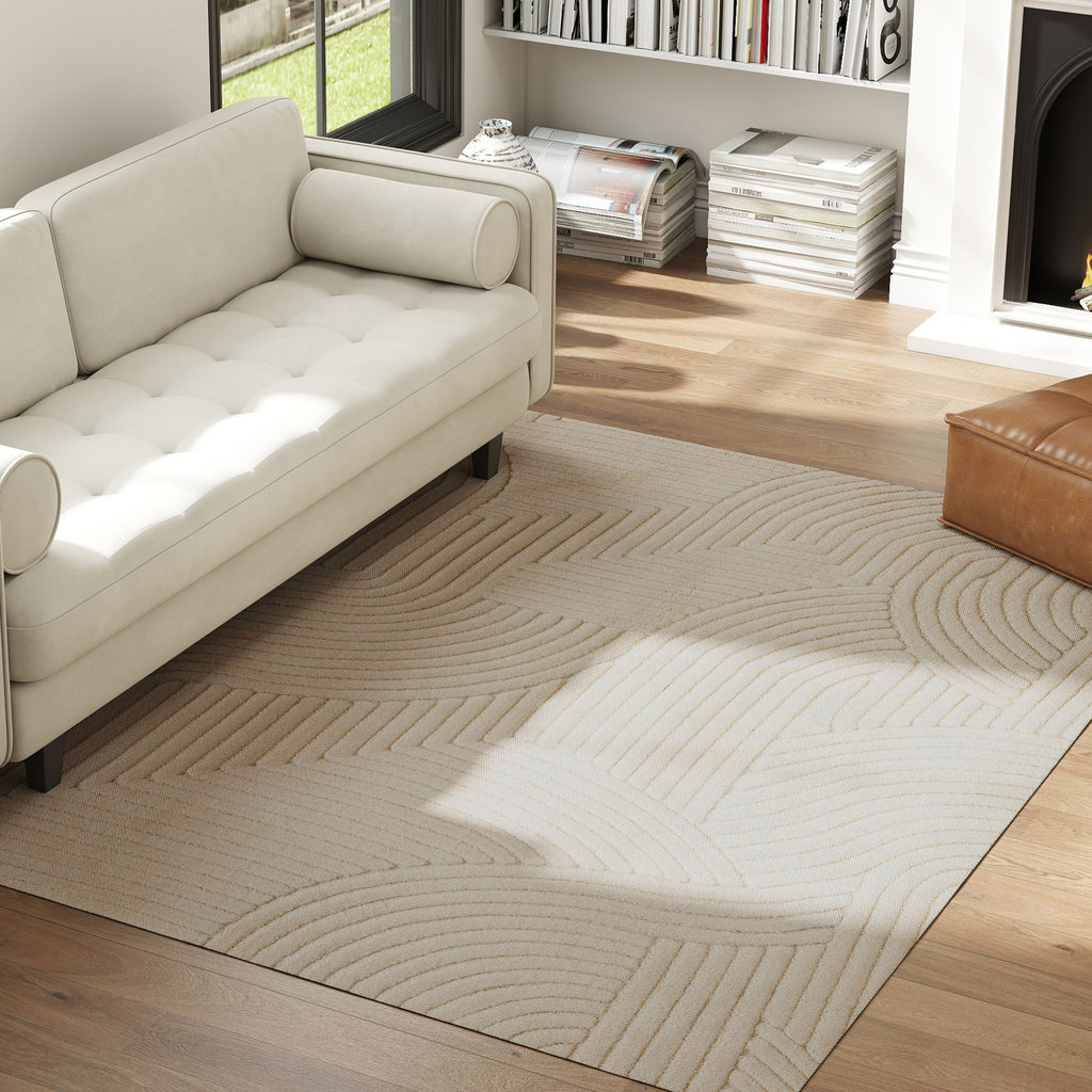Tapis géométrique en relief — 230 × 160 cm, crème — photo 8