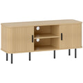 Meuble TV à portes cannelées, ton chêne — 120 cm — vue 1
