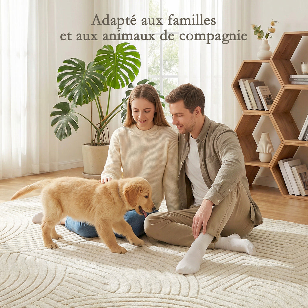 Tapis géométrique en relief — 200 × 140 cm, crème — photo 8