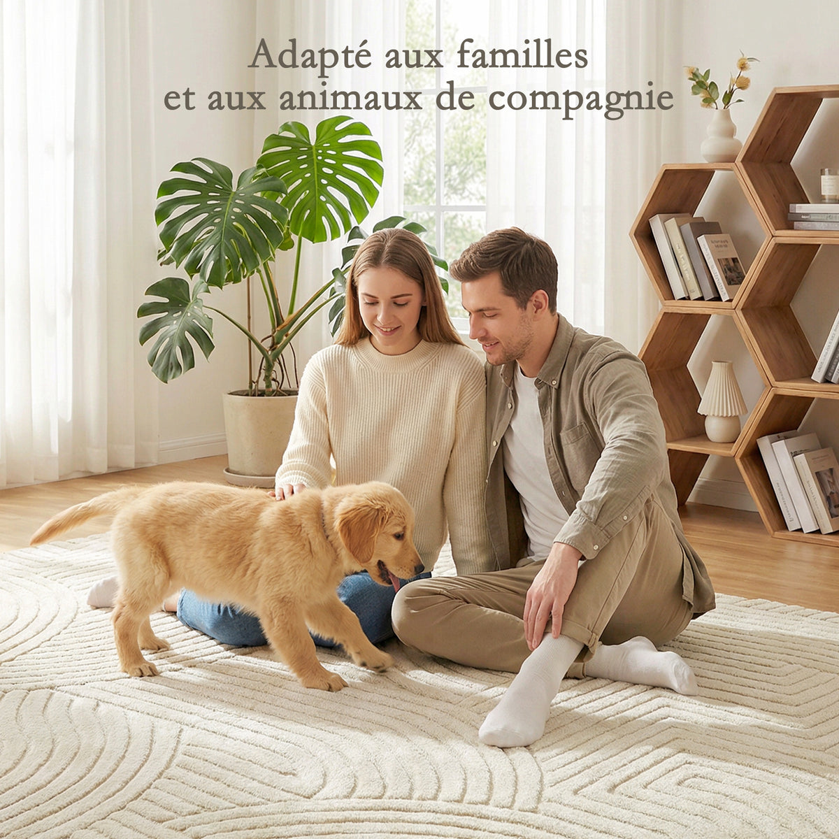 Tapis géométrique en relief — 200 × 140 cm, crème — photo 8