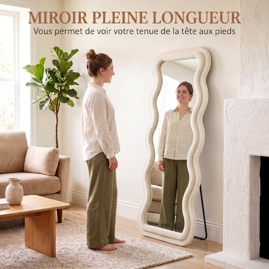 Miroir ondulé pleine longueur effet velours — 160 × 60 cm — vue 5