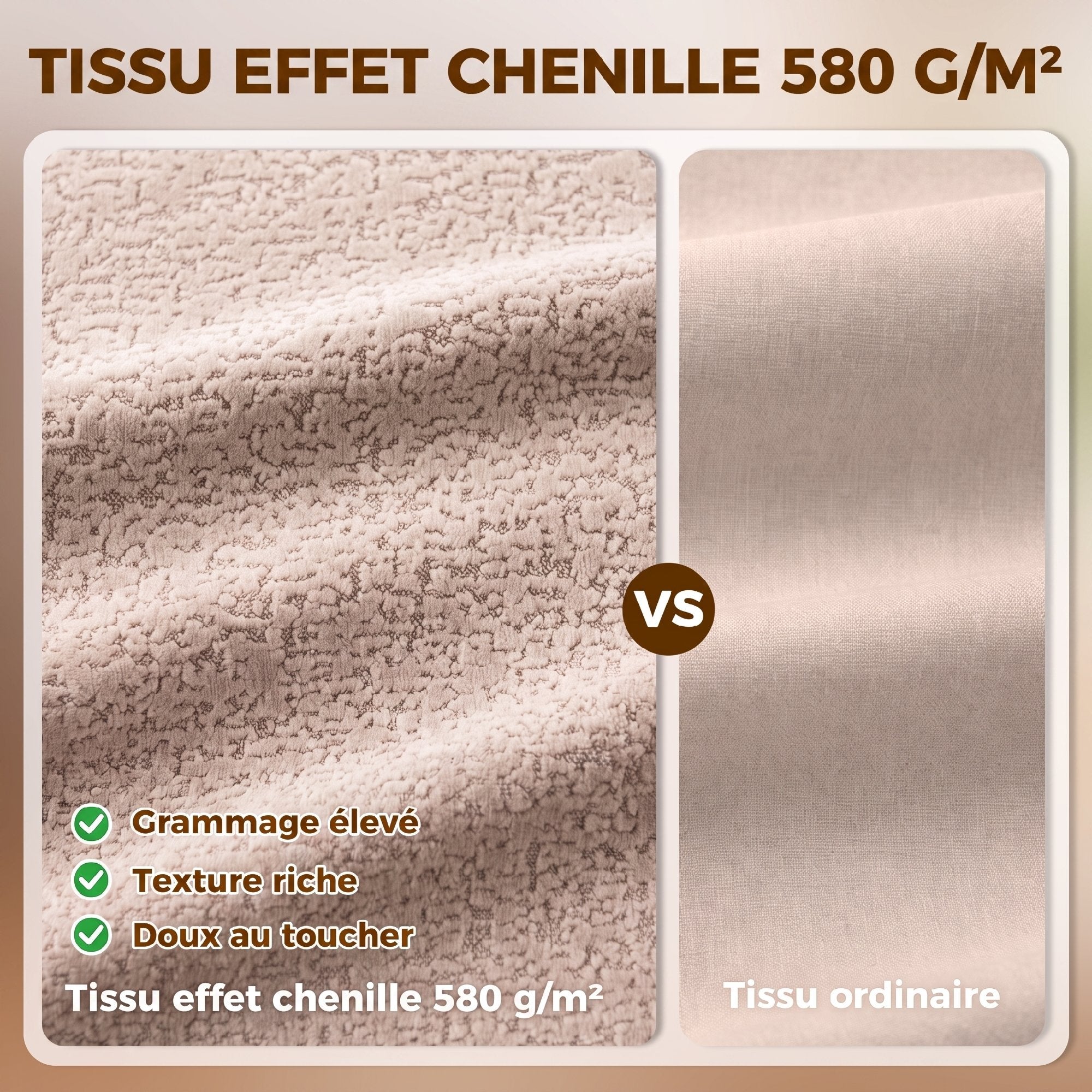 Canapé modulaire en chenille 320 cm beige — photo 4 sur 7