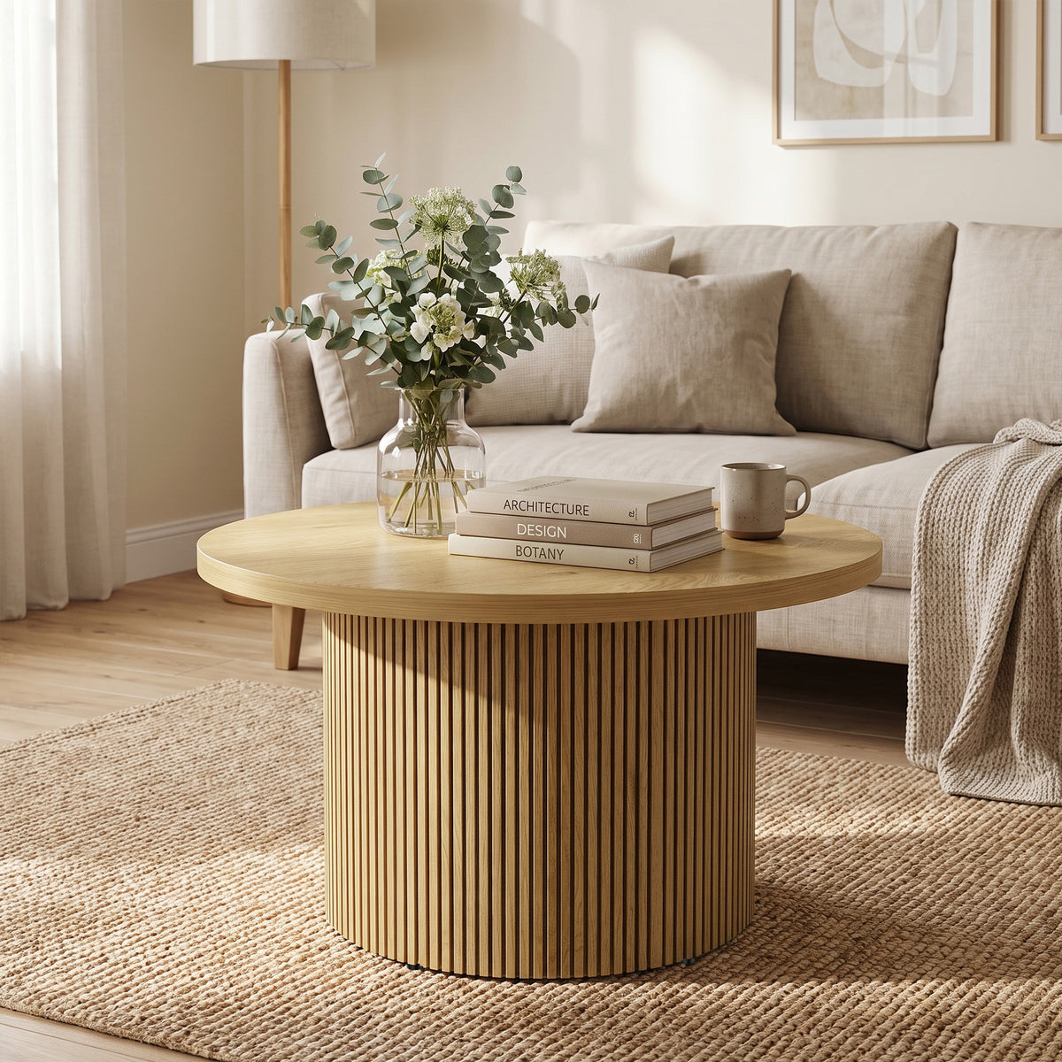 Table basse ronde, pied cannelé — Ø 80 cm — vue 2