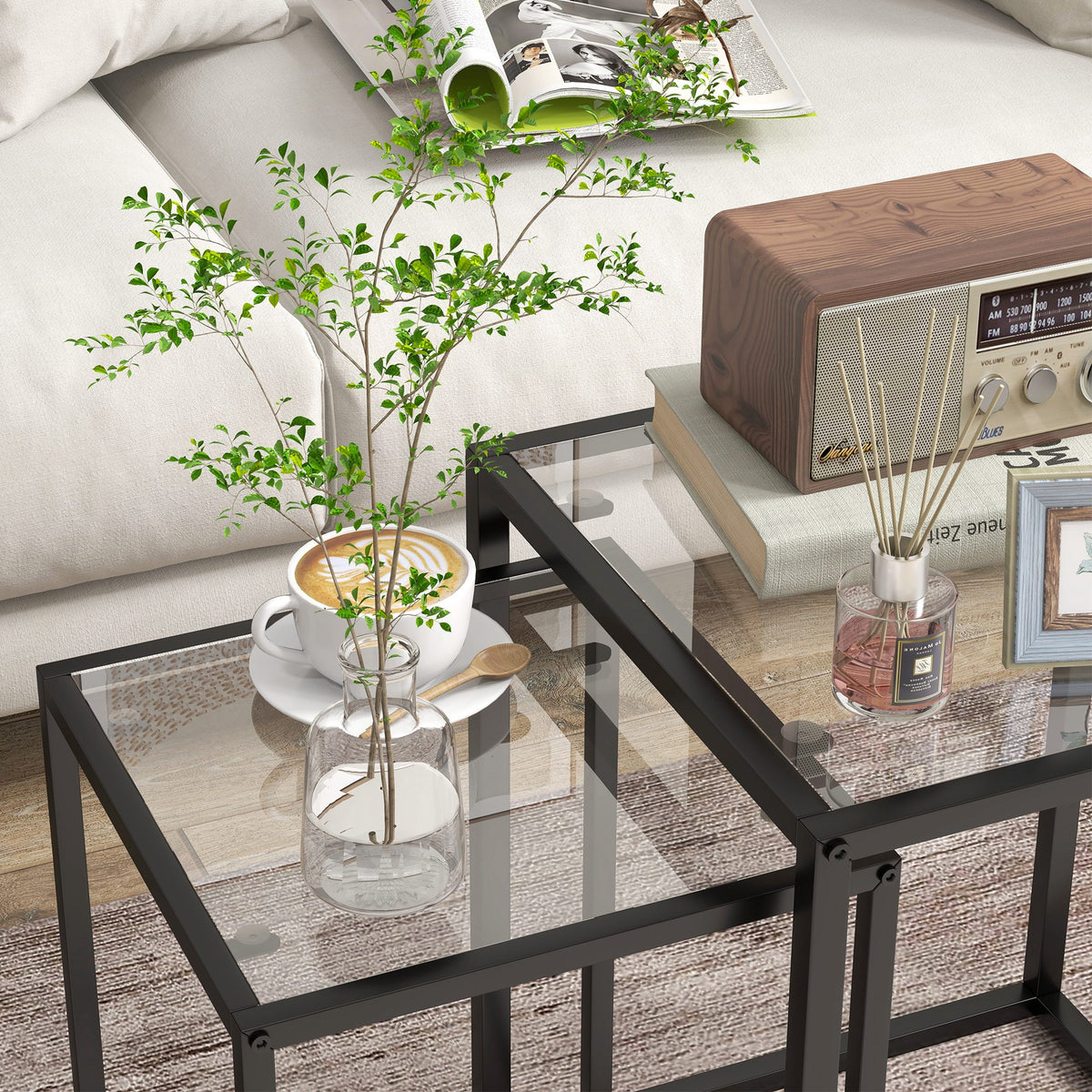 Tables gigognes plateau en verre — lot de 2 — photo 8