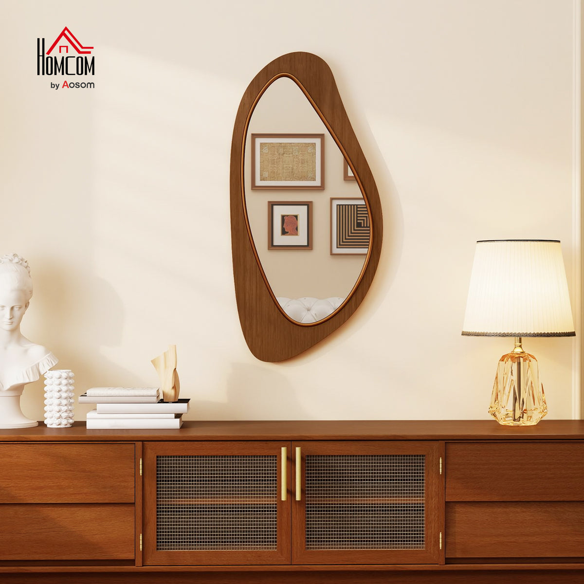 Miroir mural asymétrique, cadre bois — 91,5 × 45 cm — vue 2