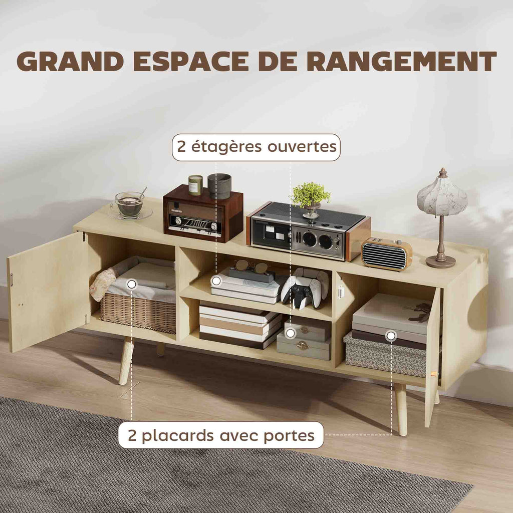 Meuble TV scandinave, pieds bois massif — 120 cm — vue 4
