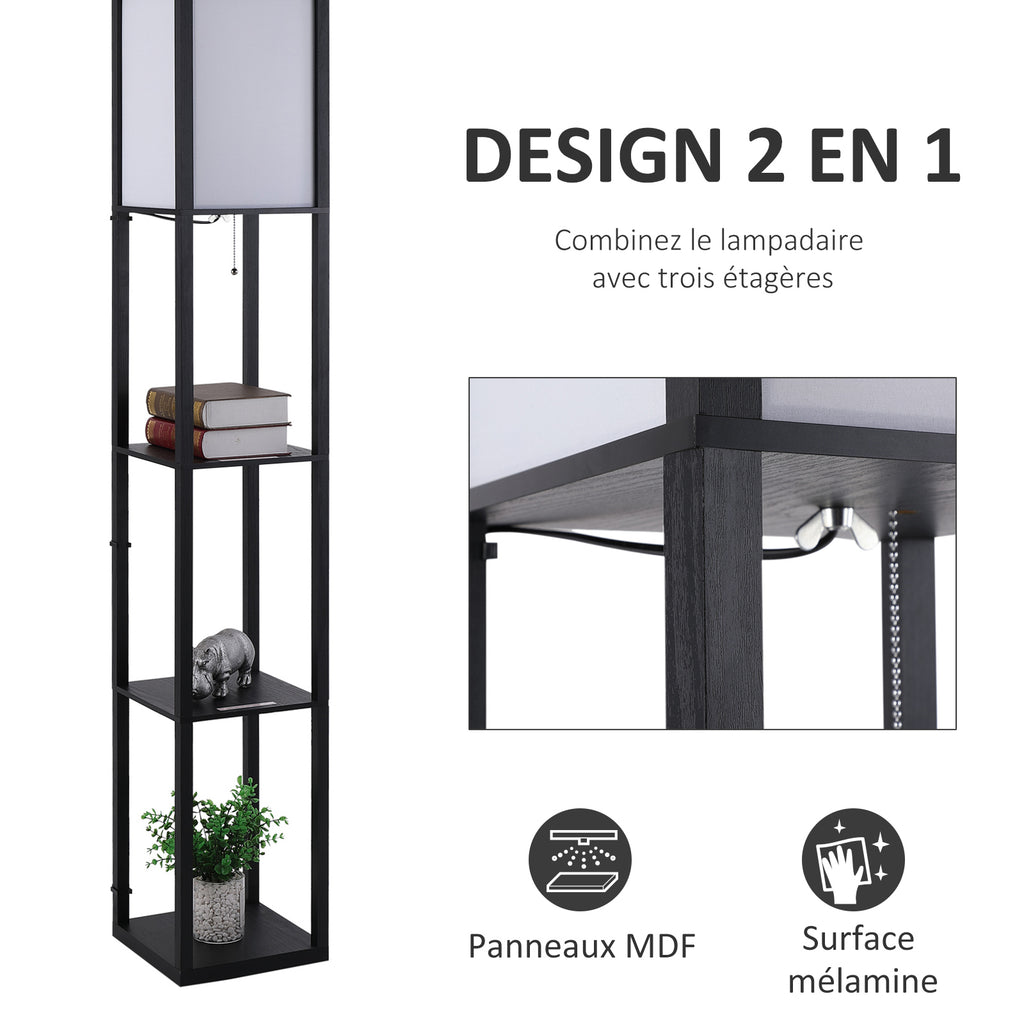 Lampadaire étagère 160 cm — noir — photo 4
