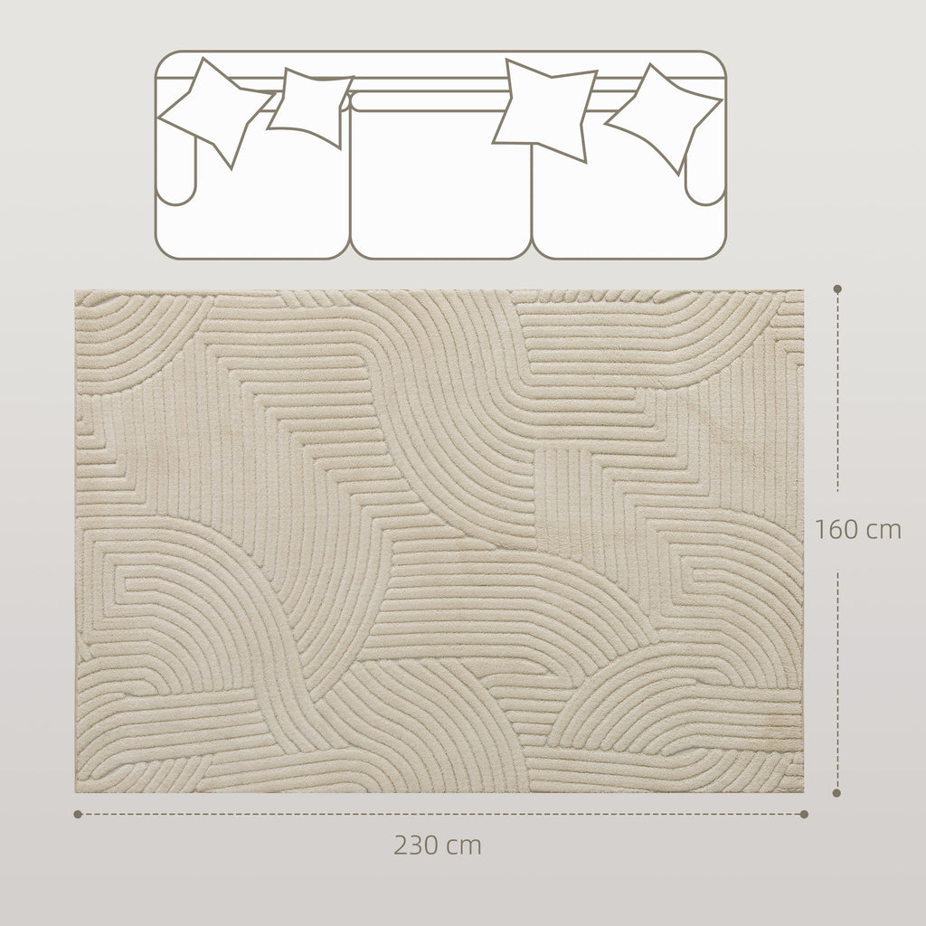 Tapis géométrique en relief — 230 × 160 cm, crème — photo 3