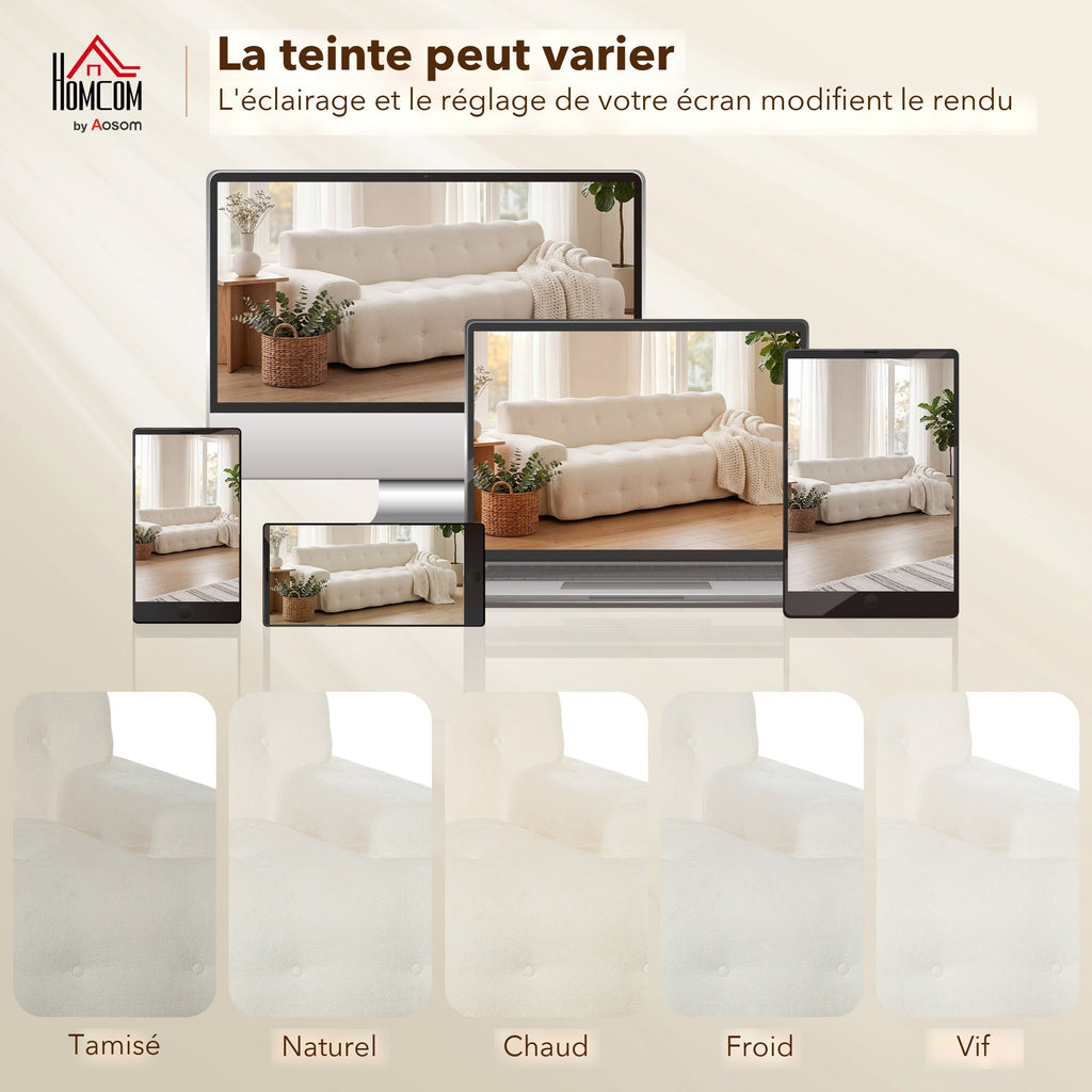 Canapé 3 places 211 cm — la teinte peut varier selon l'éclairage